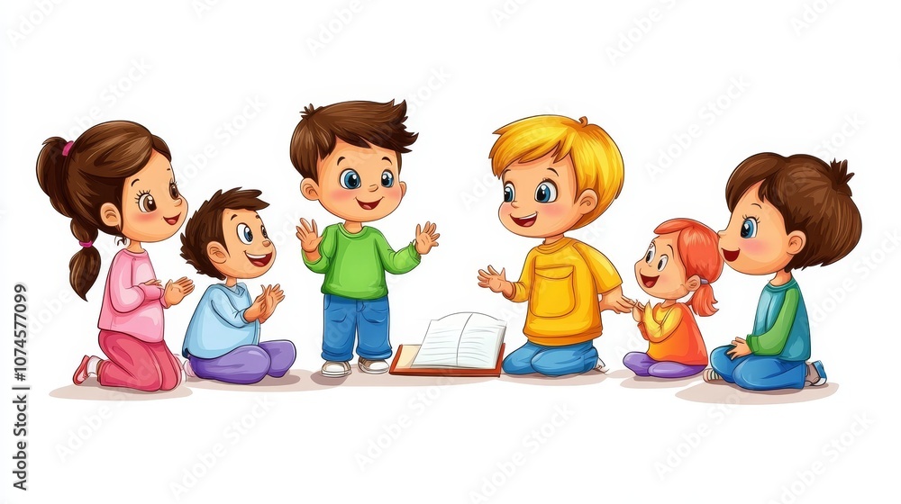 Illustration of lesson explanation , kids , Teacher Illustration of lesson explanation , kids , Teacher