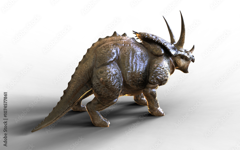 3d Illustration of a majestic dinosaurs in a prehistoric landscape isolated background with Clipping path. Triceratops dinosaurs.