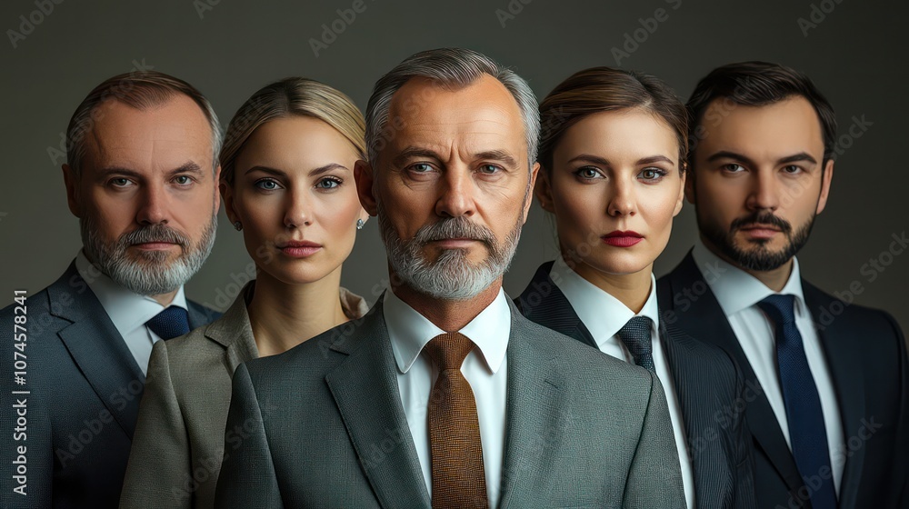 Group of senior executives from Russia, dignified expressions, business attire, isolated, white background Group of senior executives from Russia, dignified expressions, business attire, isolated, white background