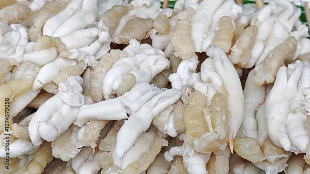 Grilled Squid with Roe or Egg, street food in Thailand. Grilled Squid with Roe or Egg, street food in Thailand.