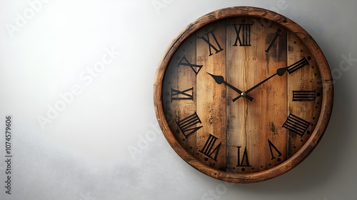 Wallpaper Mural Vintage Wooden Wall Clock with Rustic Charm and Aged Finish for Home,Office,and Farmhouse Decor. Classic Roman Numeral Dial Design with Ornate Details. Torontodigital.ca