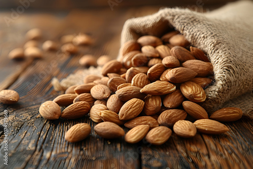Wallpaper Mural almonds nuts on a wooden table Torontodigital.ca