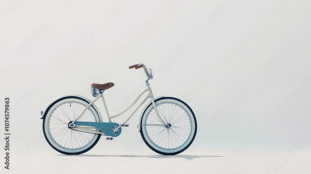 A stylish beach cruiser bicycle, featuring wide tires and a comfortable seat, is elegantly displayed against a crisp white background. A stylish beach cruiser bicycle, featuring wide tires and a comfortable seat, is elegantly displayed against a crisp white background.