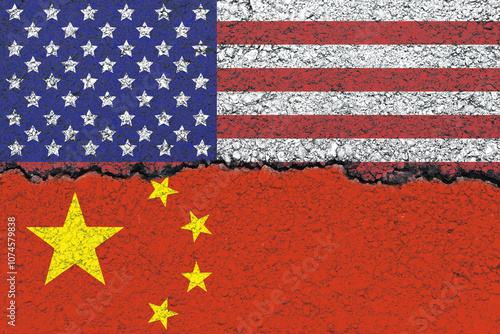 Canvas Print New trade war between the United States and China, various tariffs, illustration