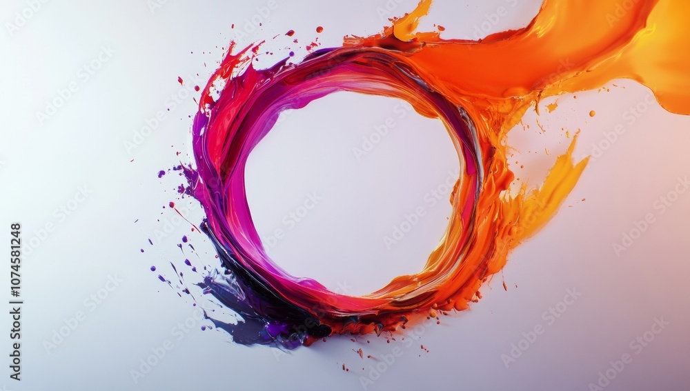 Colorful abstract background with paint splashes and swirls in open circles. Colorful abstract background with paint splashes and swirls in open circles.