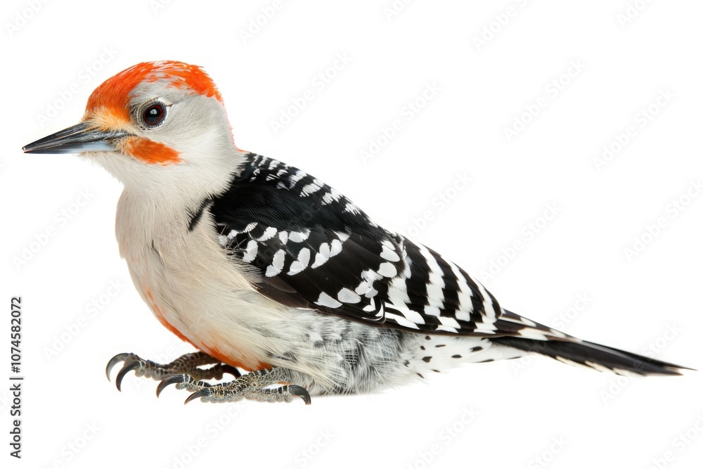 Fototapeta premium A red-bellied woodpecker sits on a tree branch, its bright colors and distinctive markings visible