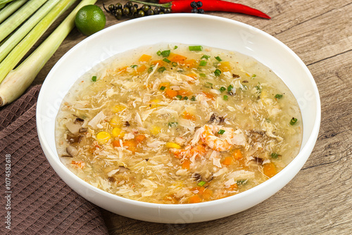 Asian gourmet crab soup with spices