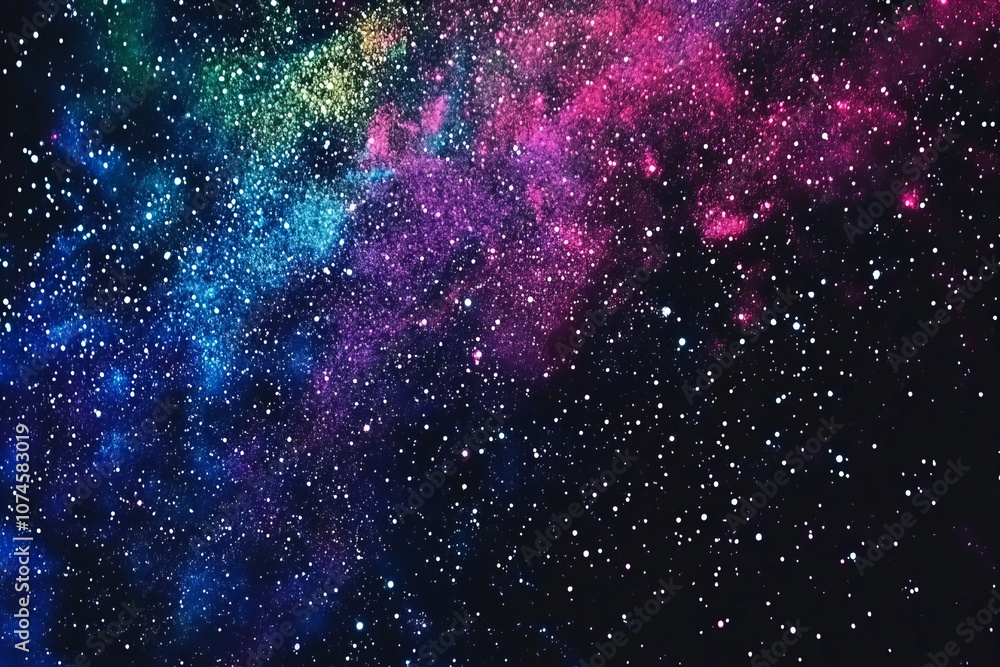 Obraz premium Enchanting Night Sky with Aurora Borealis and Vibrant Galaxy Colors – Deep Space Aesthetic with Nebula Texture and Starry Cosmic Dust for Mystical Backgrounds, Celestial Art, and Dreamy Atmospheres