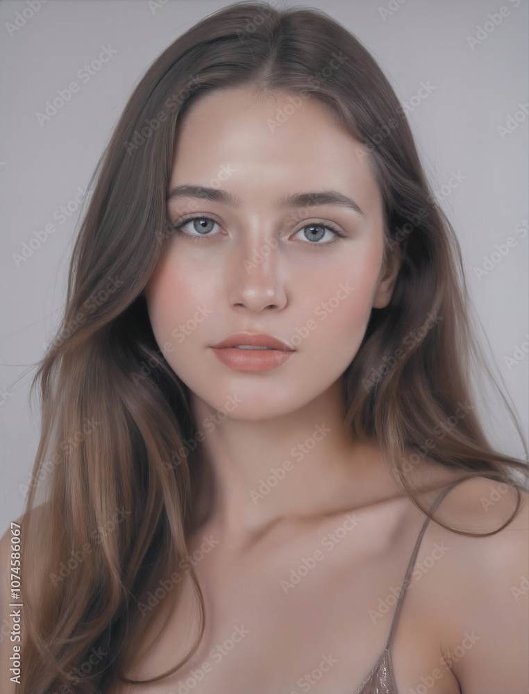 Young Woman with Long Hair and Natural Makeup Young Woman with Long Hair and Natural Makeup