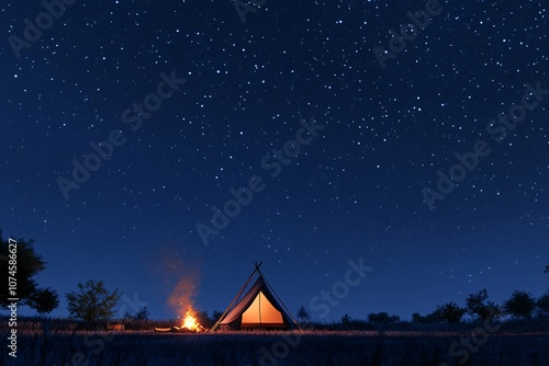 Camping Under a Starry Sky: A Serene Night in the Wilderness