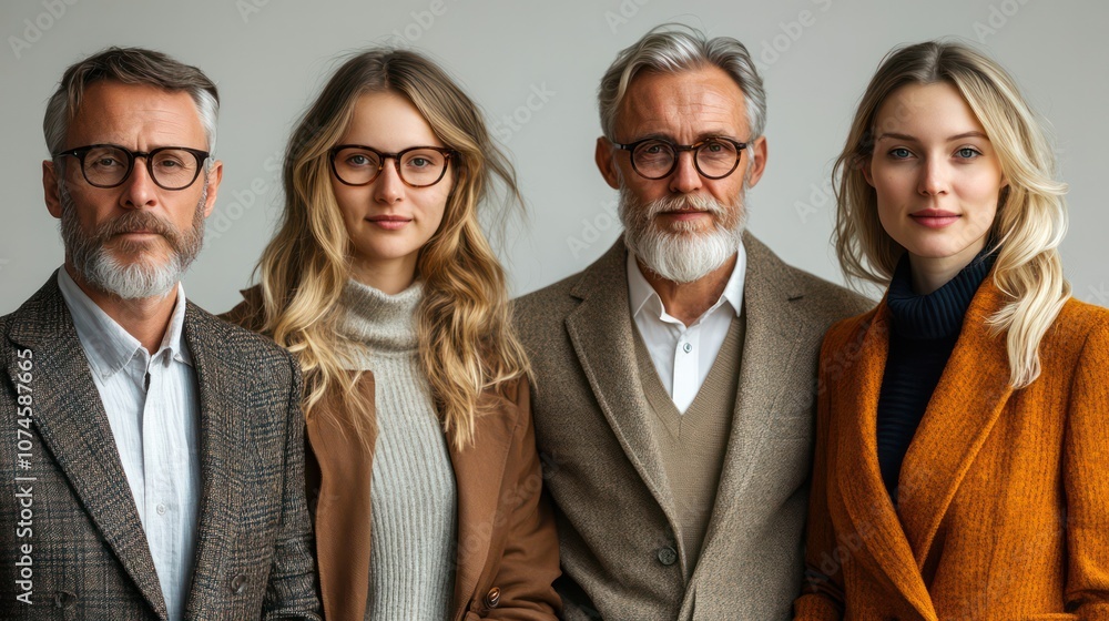Portrait of Finnish business professionals, mixed ages, teens and seniors, isolated, white background Portrait of Finnish business professionals, mixed ages, teens and seniors, isolated, white background
