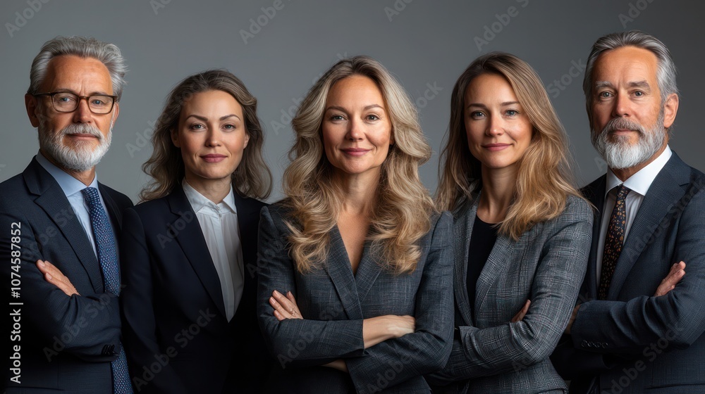 Portrait of Finnish senior business professionals, formal attire, calm and wise demeanor, isolated, white background Portrait of Finnish senior business professionals, formal attire, calm and wise demeanor, isolated, white background