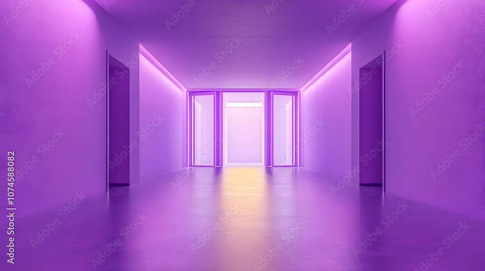 Purple Hallway with Neon Lights 3D Illustration Purple Hallway with Neon Lights 3D Illustration