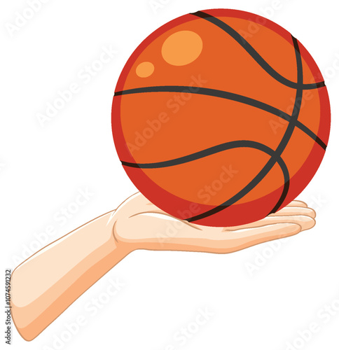 Hand Holding a Basketball Illustration