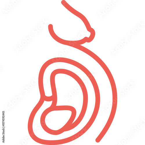Simple line illustration representing auditory and lactation anatomy in a minimalist style for educational purposes
