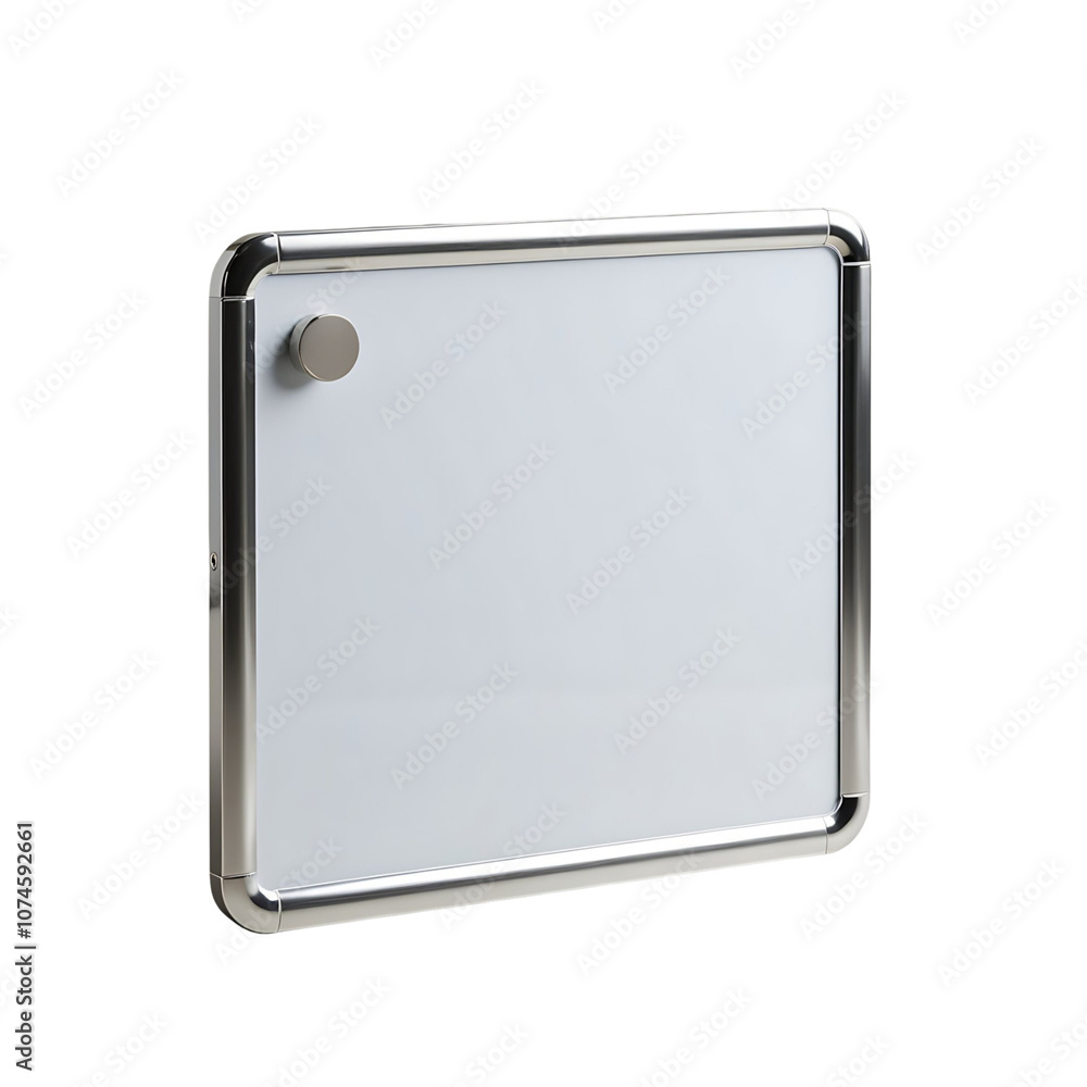 A white magnetic dry erase board with a silver frame, ready for writing. A white magnetic dry erase board with a silver frame, ready for writing.