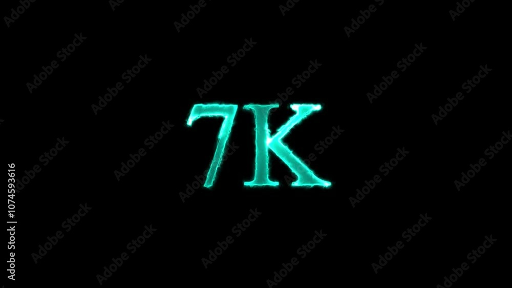 7k, 7000. Electric lightning text. Burning Logo reveal animation on black background. 7k, 7000. Electric lightning text. Burning Logo reveal animation on black background.