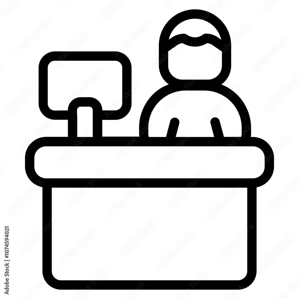 Remote worker Line Icon Remote worker Line Icon