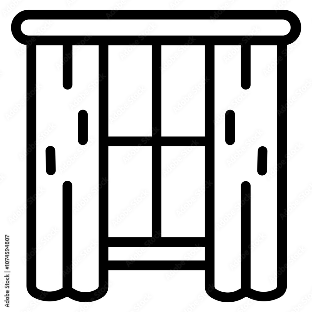 Straight curtains Line Icon Straight curtains Line Icon