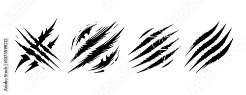 animal claw scratch marks silhouette set. vector design.