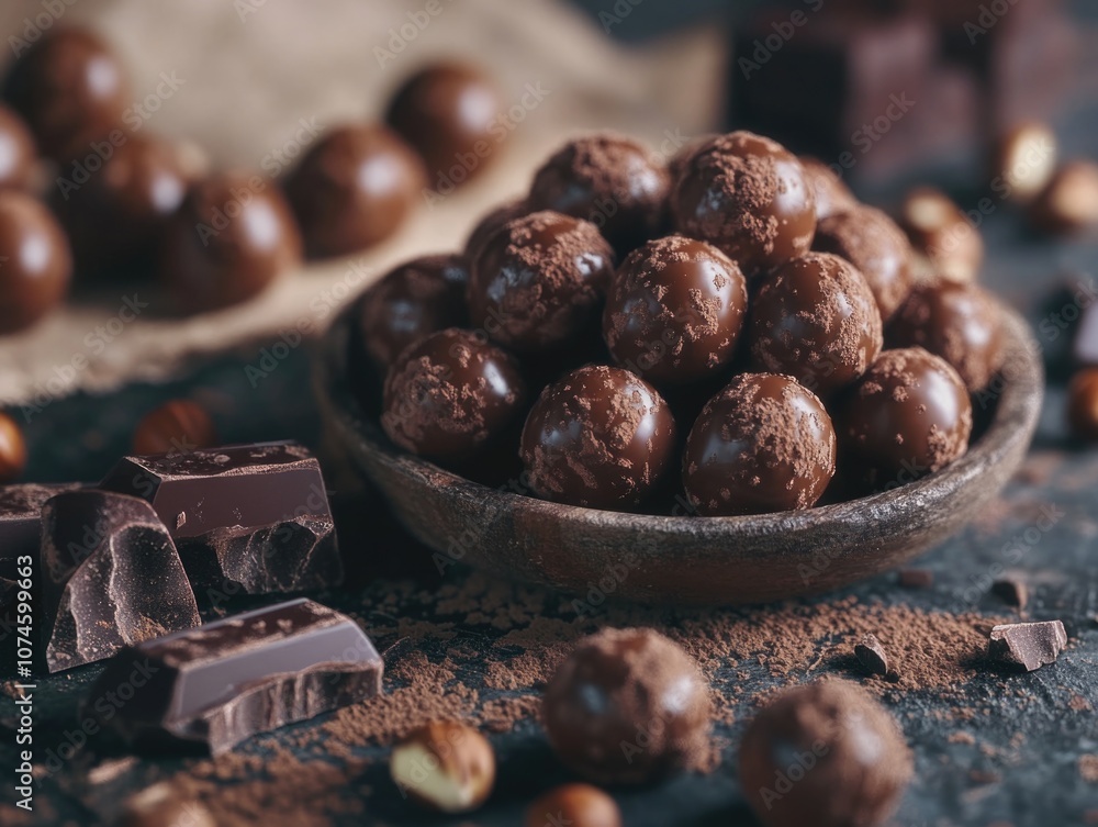 Wooden Bowl with Chocolate Covered Nuts Wooden Bowl with Chocolate Covered Nuts