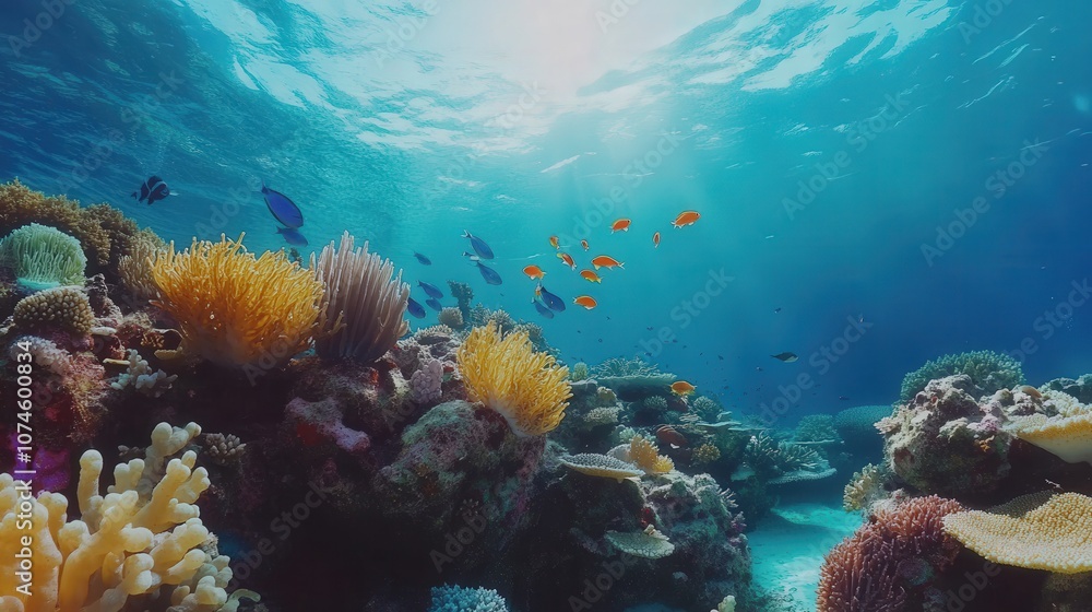 Naklejka premium Investigate the relationship between underwater landscapes and health.