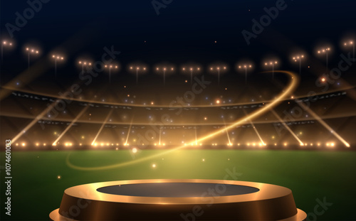 Sports stadium with stage and light effects