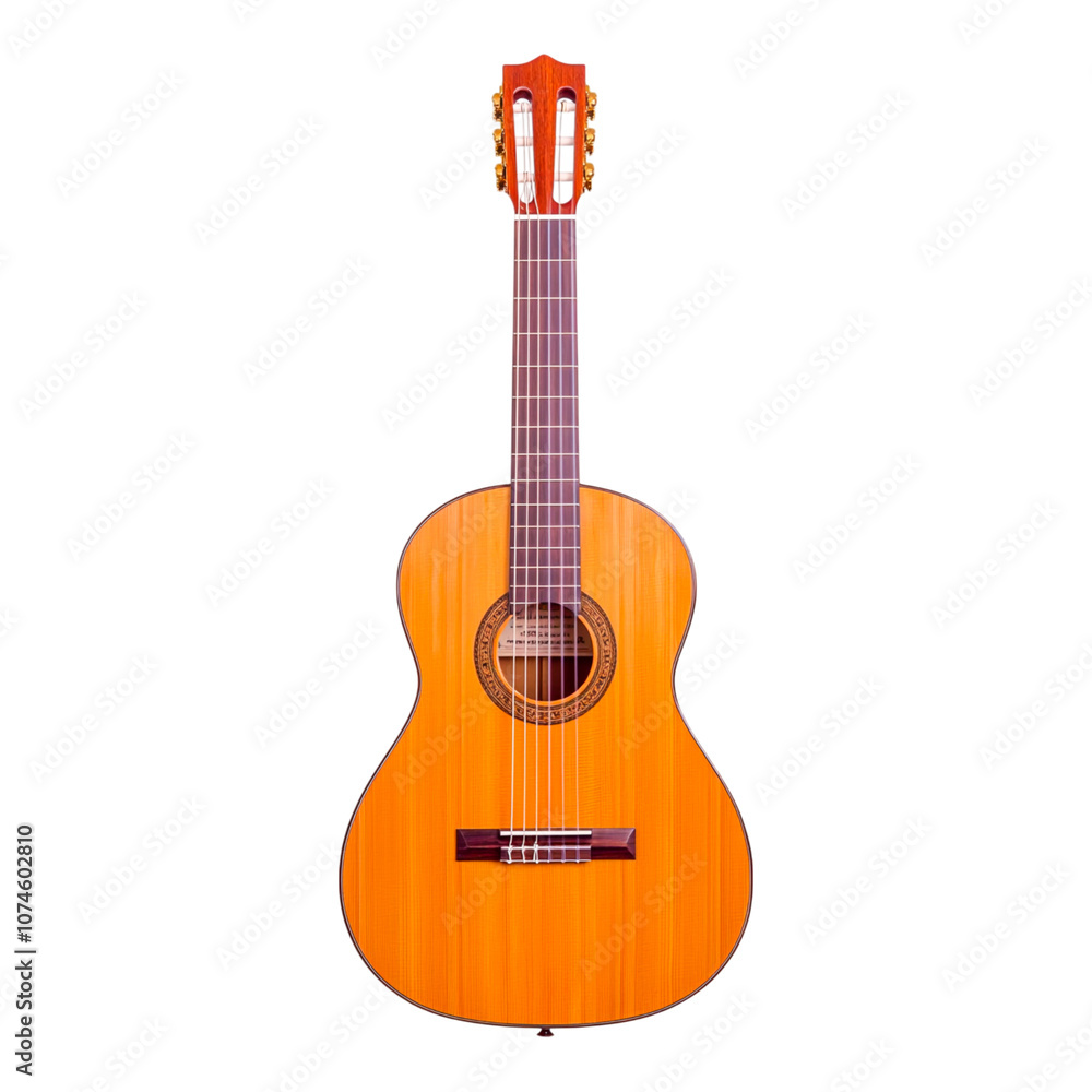 Obraz premium Classical Guitar with Natural Wood Finish, Showcase of Musical Craftsmanship and Artistry, Perfect for Music Lovers, Students, and Performers