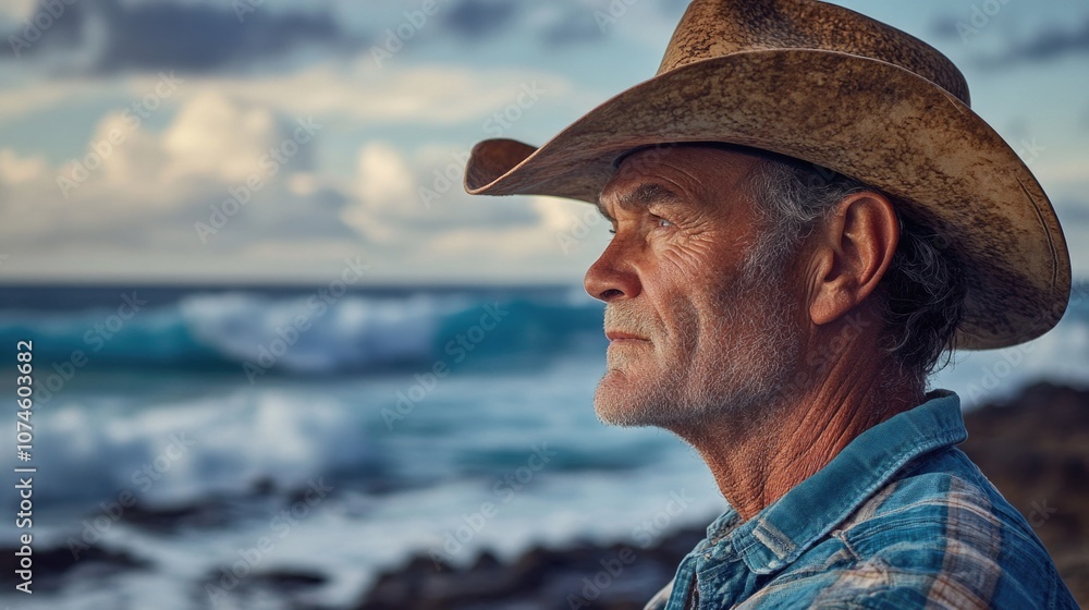 Man looking out at ocean Man looking out at ocean