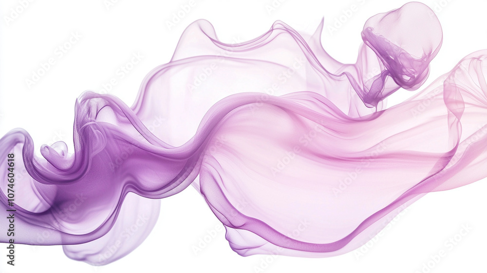 Fototapeta premium Flowing lavender and purple smoke with soft gradient, abstract digital art with gentle motion