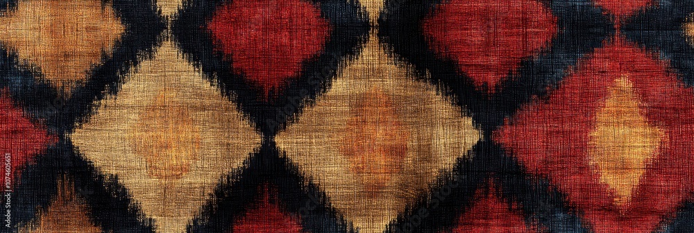 Ikat Diamond Pattern in Earthy Tones, Minimalistic Design, Repeated Rows, Subtle Elegance, Contemporary Textile Inspiration Ikat Diamond Pattern in Earthy Tones, Minimalistic Design, Repeated Rows, Subtle Elegance, Contemporary Textile Inspiration