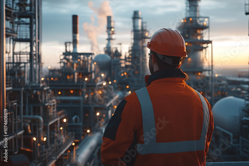 The chief engineer conducts a detailed inspection of the industrial facility's current state photo