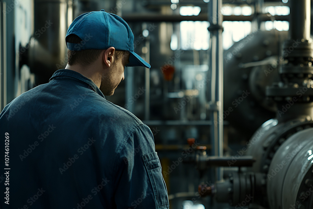 The chief engineer conducts a thorough inspection of industrial equipment to assess operational condition The chief engineer conducts a thorough inspection of industrial equipment to assess operational condition