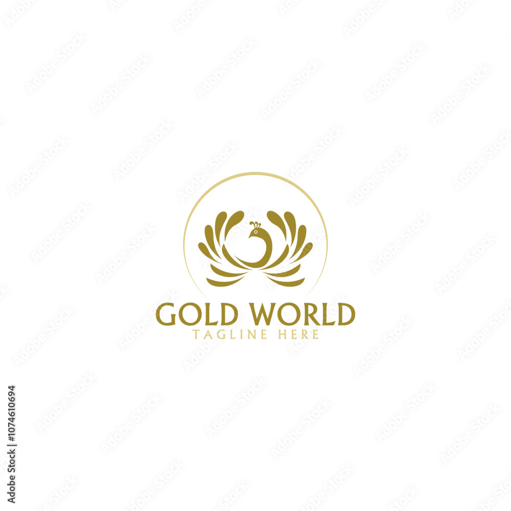 Golden peacock logo icon isolated on white background Golden peacock logo icon isolated on white background