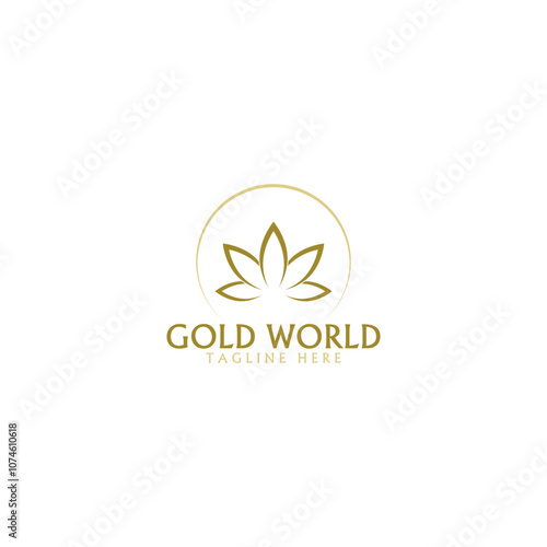 Lotus Gold Flower Logo icon isolated on white background