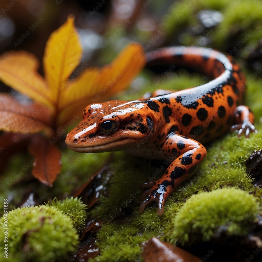 Naklejka premium Charming Allure: Unveiling the Jollyville Plateau Salamander