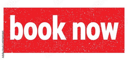 book now text written on red stamp sign.