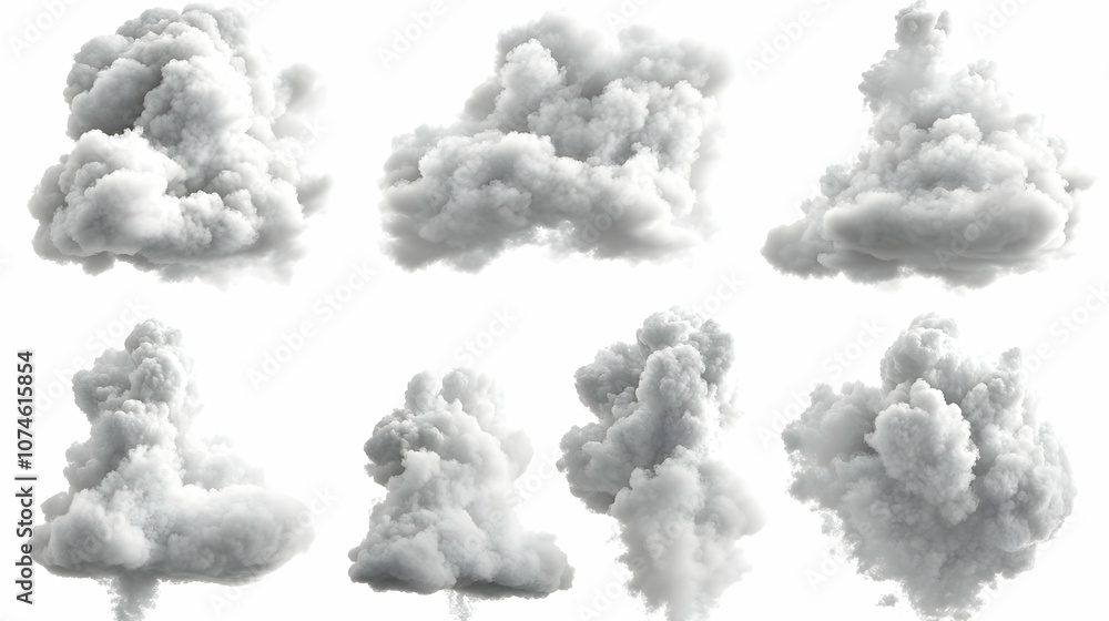 3D Rendered Cloudy Puffs - Realistic Smoke Effect 3D Rendered Cloudy Puffs - Realistic Smoke Effect