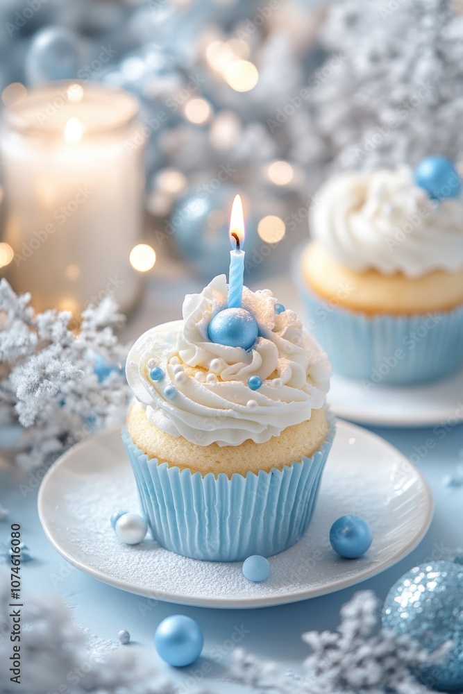 Cupcake with lit candle Cupcake with lit candle