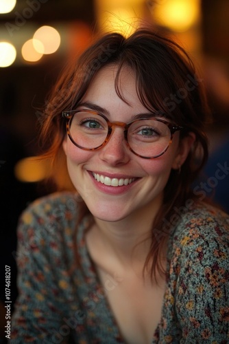 Woman with glasses smiles