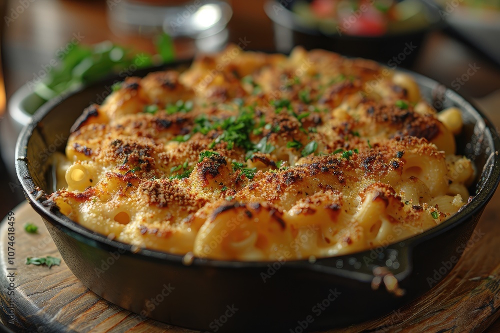 Golden Brown Mac and Cheese in Cast Iron Skillet Golden Brown Mac and Cheese in Cast Iron Skillet
