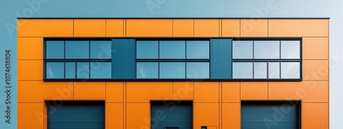 Modern Industrial Building with Minimalist Design and Bold Architectural Structure photo