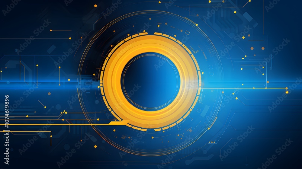Obraz premium yellow and blue Abstract technology background circles digital hi-tech technology design background. concept innovation. vector illustration