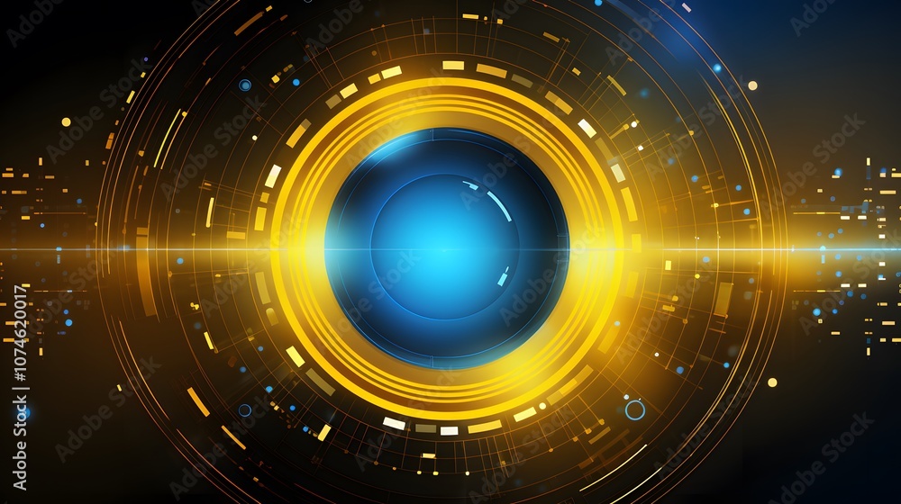 Obraz premium yellow and blue Abstract technology background circles digital hi-tech technology design background. concept innovation. vector illustration