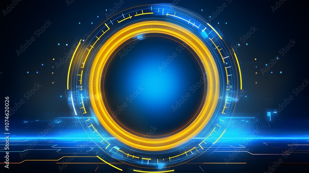 yellow and blue Abstract technology background circles digital hi-tech technology design background. concept innovation. vector illustration yellow and blue Abstract technology background circles digital hi-tech technology design background. concept innovation. vector illustration