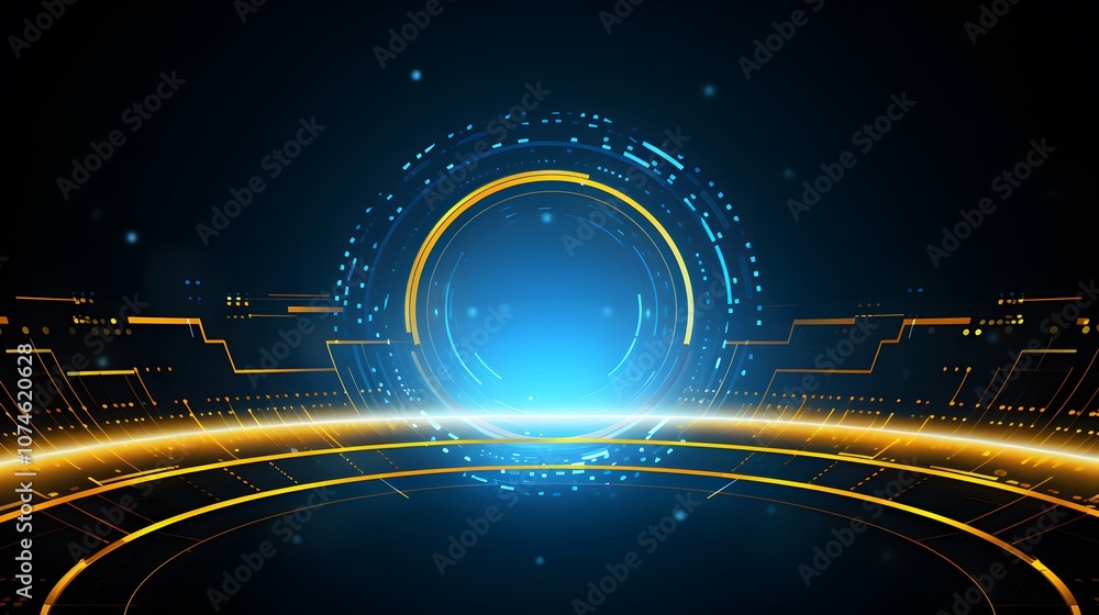 Naklejka premium yellow and blue Abstract technology background circles digital hi-tech technology design background. concept innovation. vector illustration