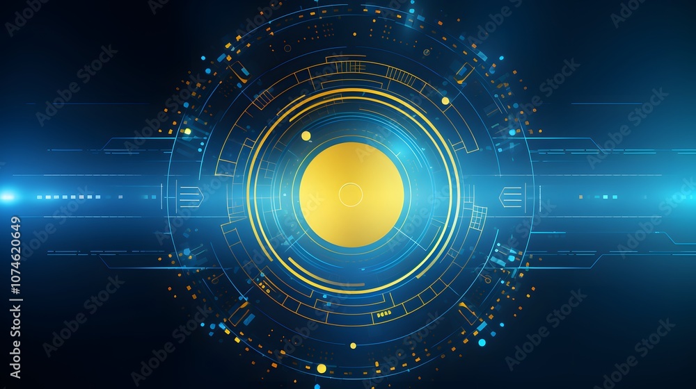 yellow and blue Abstract technology background circles digital hi-tech technology design background. concept innovation. vector illustration yellow and blue Abstract technology background circles digital hi-tech technology design background. concept innovation. vector illustration