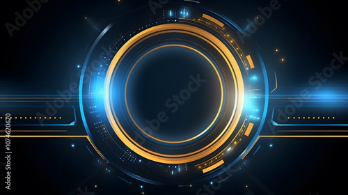 yellow and blue Abstract technology background circles digital hi-tech technology design background. concept innovation. vector illustration