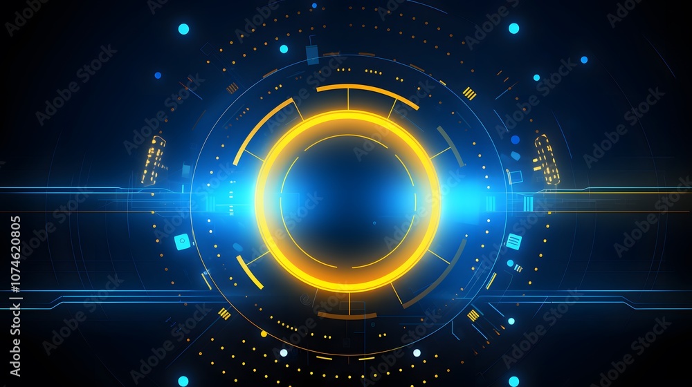 yellow and blue Abstract technology background circles digital hi-tech technology design background. concept innovation. vector illustration yellow and blue Abstract technology background circles digital hi-tech technology design background. concept innovation. vector illustration