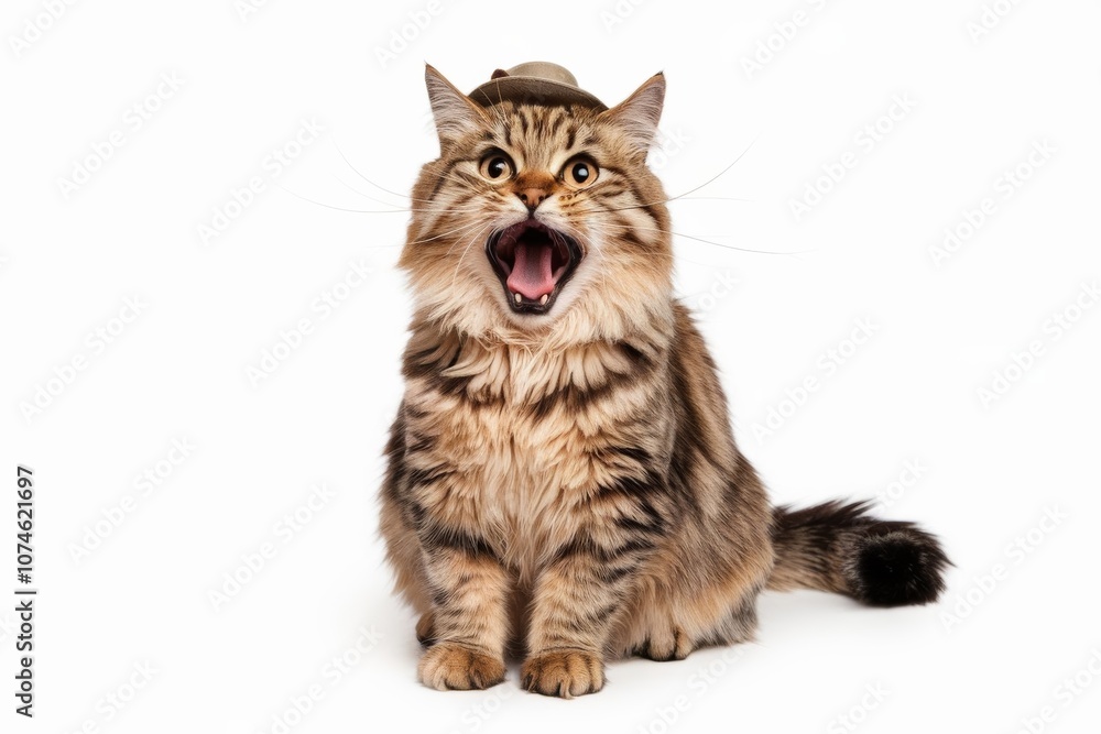 Obraz premium The cat posing on white backdrop.